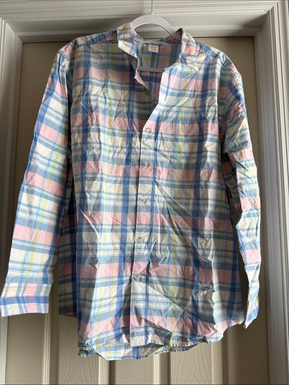 Gymboree Men’s XL Plaid Button-Down Shirt NWT 100% Cotton Pastel Blue Pink